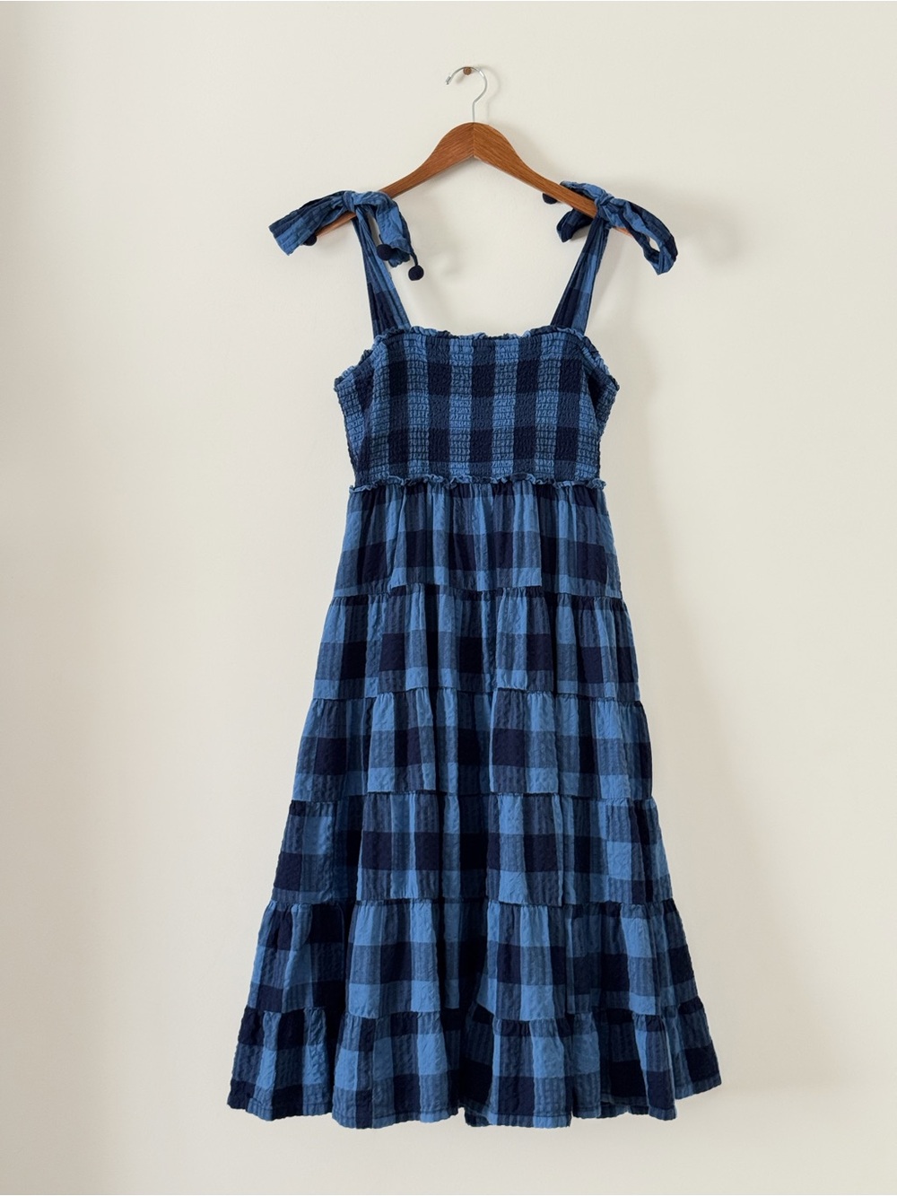 Crown & Ivy Blue Gingham Tiered Maxi Dress - Size L